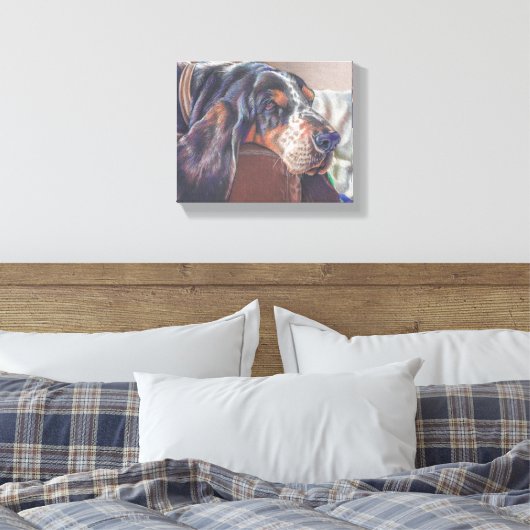 Farbstift zeichnend Hundehund auf Leinwand (Insitu (Schlafzimmer))