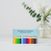 Farbstifte Farbige Kindergartenlehrerin Visitenkarte (Stehend Vorderseite)