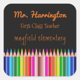 Farbstifte für benutzerdefinierte Textaufkleber Quadratischer Aufkleber