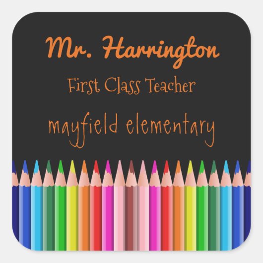 Farbstifte für benutzerdefinierte Textaufkleber Quadratischer Aufkleber (Vorderseite)