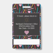 Farbstifte in Scatter Art Lehrer ID Foto Abzeichen Ausweis (Rückseite)