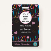 Farbstifte in Scatter Art Lehrer ID Foto Abzeichen Ausweis (Vorderseite)