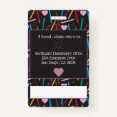 Farbstifte in Scatter Art Lehrer ID Foto Abzeichen Ausweis (Rückseite)