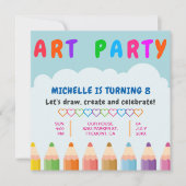 Farbstifte Kinder Art Party Geburtstag Einladung (Vorderseite)