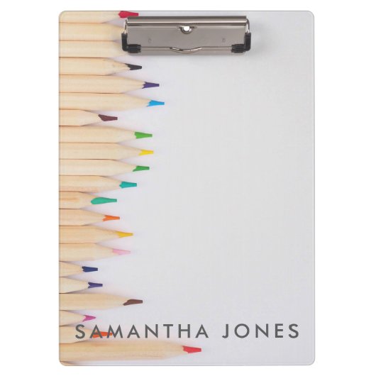 Farbstifte niedlich zurück zur Schule Klemmbrett (Vorderseite)