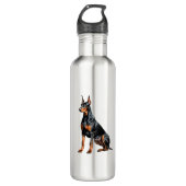 Farbstiftskizze eines Doberman Pinscher. Essen Edelstahlflasche (Vorderseite)