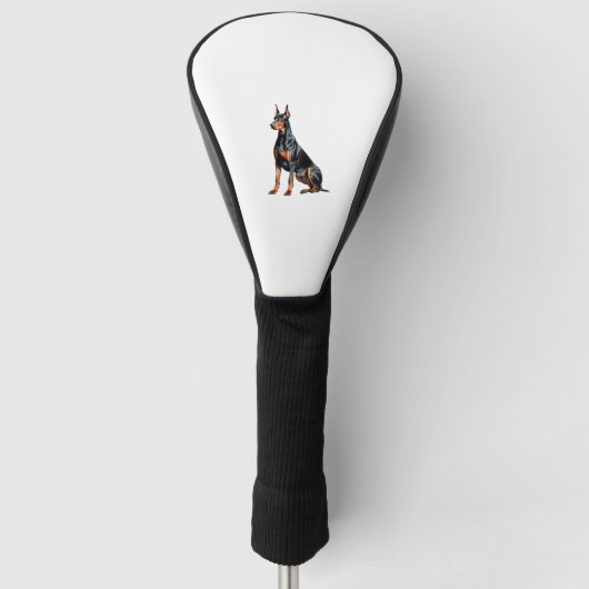 Farbstiftskizze eines Doberman Pinscher. Essen Golf Headcover (Vorderseite)