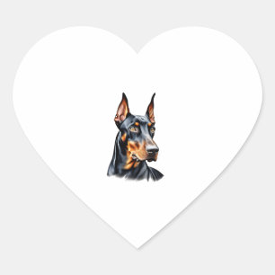 Farbstiftskizze eines Doberman Pinscher. Essen Herz-Aufkleber