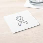 Farbstil Weißes Band-Bewusstsein Rechteckiger Pappuntersetzer (angewinkelt)