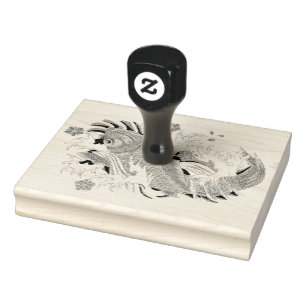 Farbstoff-Briefmarke - Koi-Karpfenfisch Gummistempel