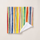 Farbstreifen Badhandtuch Set (Waschlappen)