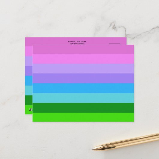 Farbstreifen der Mermaid Postkarte (Vorderseite/Rückseite Beispiel)