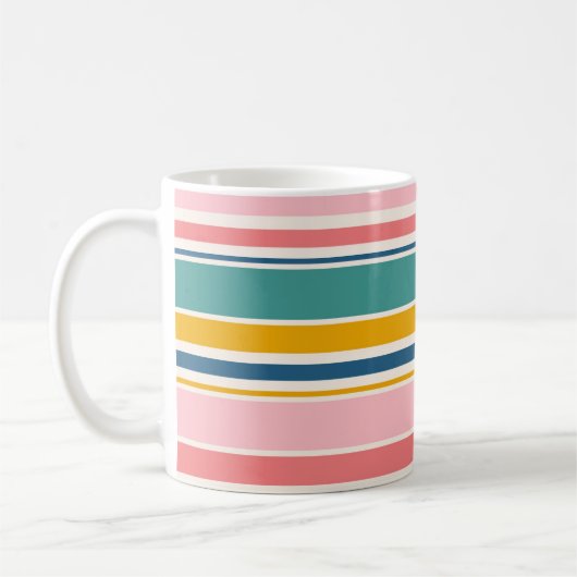 Farbstreifen für den Strand | Name hinzufügen Kaffeetasse (Links)