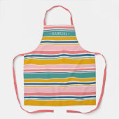 Farbstreifen für den Strand | Name hinzufügen Schürze (Vorderseite)