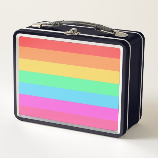 Farbstreifen für Pastell-Regenbogen Metall Brotdose (Vorderseite)