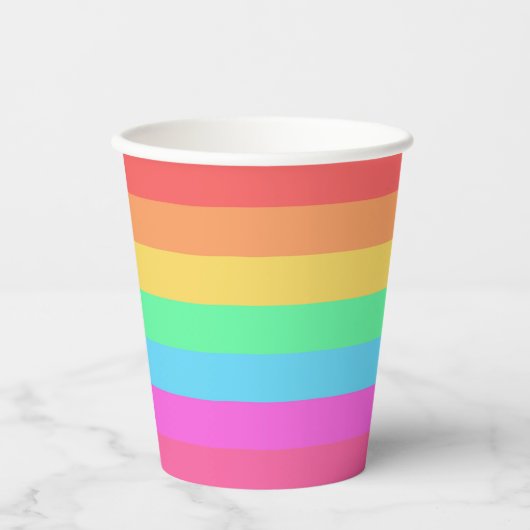 Farbstreifen für Pastell-Regenbogen Pappbecher (Vorderseite)