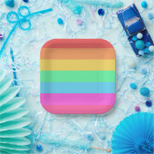 Farbstreifen für Pastell-Regenbogen Pappteller (Party)
