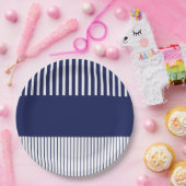 Farbstreifen für Pop - Blau und Weiß Pappteller (Party)