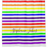 Farbstreifen für Regenbogen Monogramme Name Custom Duschvorhang (Vorderseite)