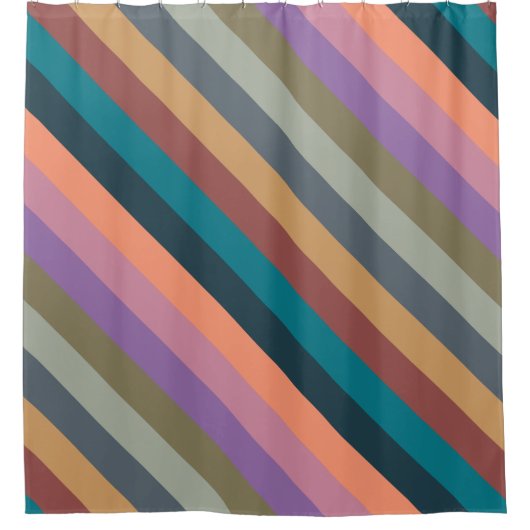 Farbstreifen in farbigen Pastellfarben Duschvorhang (Vorderseite)