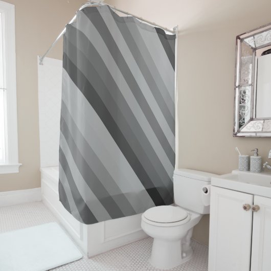 Farbstreifen in farbigen Pastellfarben in Grau Duschvorhang (Beispiel)