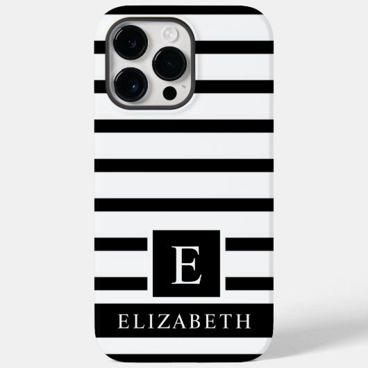 Farbstreifen in Weiß und Schwarz Case-Mate iPhone Hülle (Rückseite)