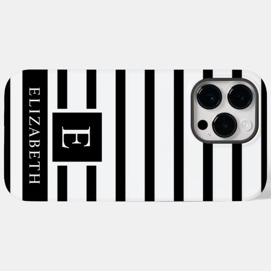 Farbstreifen in Weiß und Schwarz Case-Mate iPhone Hülle (Rückseite (Horizontal))