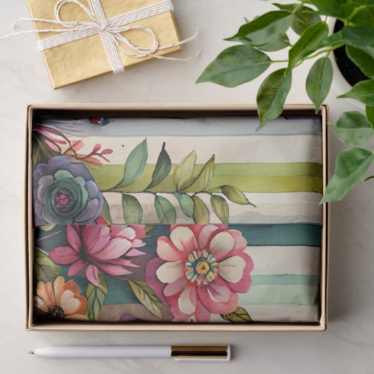 Farbstreifen Lila grüne Blütendecke Seidenpapier (Geschenk)