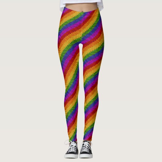 Farbstreifen mit LGBT-Stolz-Rainbow-Strips für das Leggings (Vorderseite)