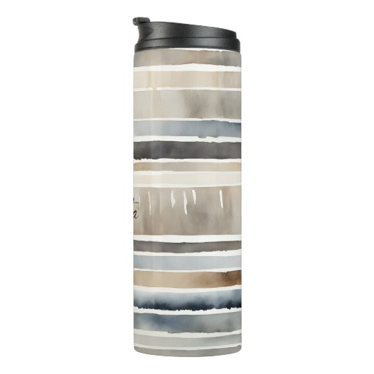 Farbstreifen neutrale Farben Thermosbecher (Nach rechts gedreht)