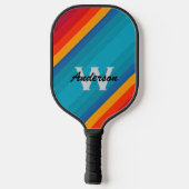 Farbstreifen personalisieren Monogramm und Name Pickleball Schläger (Rückseite)