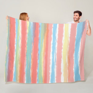 Farbstreifen Pink Blau Gelb Fleecedecke