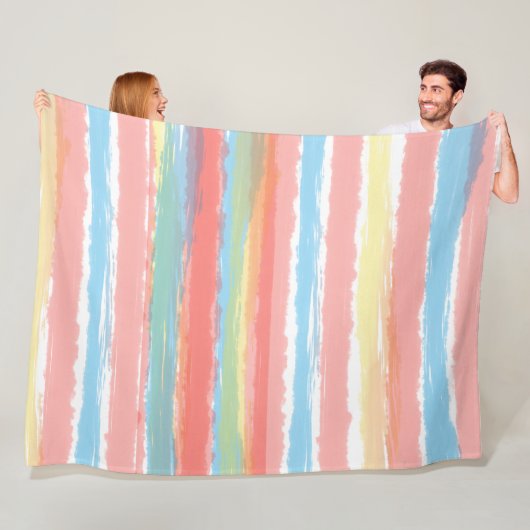 Farbstreifen Pink Blau Gelb Fleecedecke (Beispiel)