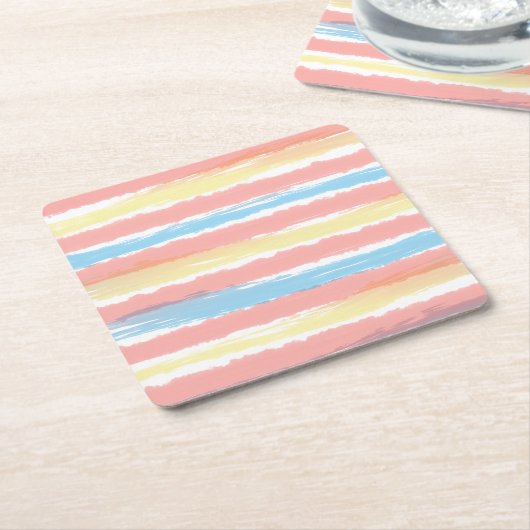 Farbstreifen Pink Blau Gelb Rechteckiger Pappuntersetzer (angewinkelt)