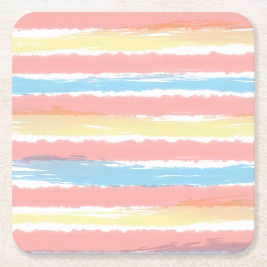 Farbstreifen Pink Blau Gelb Rechteckiger Pappuntersetzer (Vorderseite)