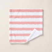 Farbstreifen Rosa Gelb Weiß Badhandtuch Set (Waschlappen)
