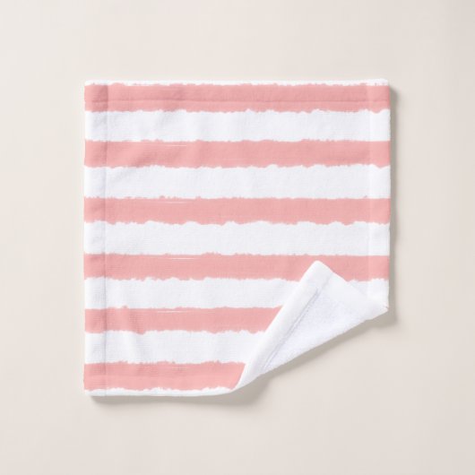 Farbstreifen Rosa Gelb Weiß Badhandtuch Set (Waschlappen)