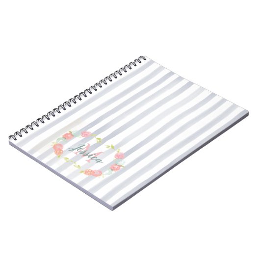 Farbstreifen und Blumenmonogramm Notizblock (Linke Seite)