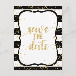 Farbstreifen und Gold-Hochzeiten speichern das Dat Ankündigungspostkarte