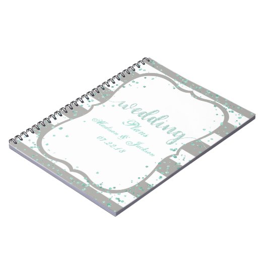 Farbstreifen und Minzkonfetti-Hochzeitsplaner Notizblock (Linke Seite)