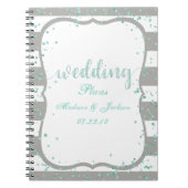 Farbstreifen und Minzkonfetti-Hochzeitsplaner Notizblock (Vorderseite)