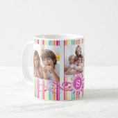 Farbstreifen und Monogramm: Drei Fotos Kaffeetasse (Vorderseite Links)