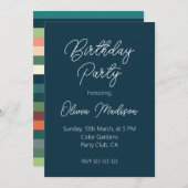 Farbstreifen zum Geburtstag Einladung (Vorne/Hinten)