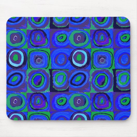 Farbstudie Quadrate Quadrate Blau Kreise Mousepad (Vorne)