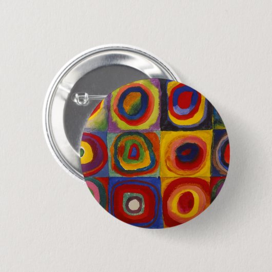 Farbstudie über Quadrat-Kreise von Kandinsky Button (Vorne & Hinten)