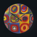 Farbstudie über Quadrat-Kreise von Kandinsky Runde Wanduhr<br><div class="desc">Eine der bedeutendsten Werken von Wassily Kandinsky,  einem der Gründer abstrakter Kunst: Kandinsky nahm seinen Platz in der Geschichte als einer der einzigartigen Künstler ein,  der in der Weltkunst neue Wege beschritten hat.</div>