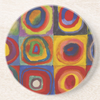 Farbstudie über Quadrat-Kreise von Kandinsky Sandstein Untersetzer