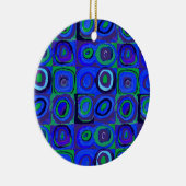 Farbstudien Quadrate Squares Blue Circles Keramik Ornament (Rechts)