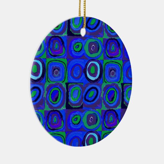 Farbstudien Quadrate Squares Blue Circles Keramik Ornament (Rechts)
