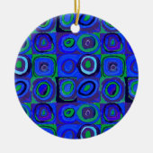 Farbstudien Quadrate Squares Blue Circles Keramik Ornament (Vorne)